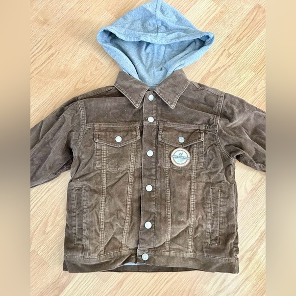 New corduroy Jacket brown/grey hoodie coat boys size S Urban Pipeline 2 for 1 - Picture 2 of 6